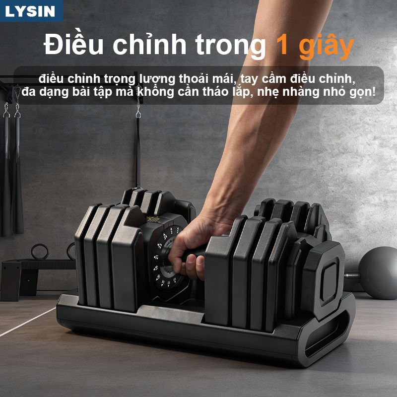 Tạ Tay Điều Chỉnh LYSIN 24KG 15IN1 - Tạ Đa Năng Tập Gym Tại Nhà, Điều Chỉnh Nhanh, Chống Trượt