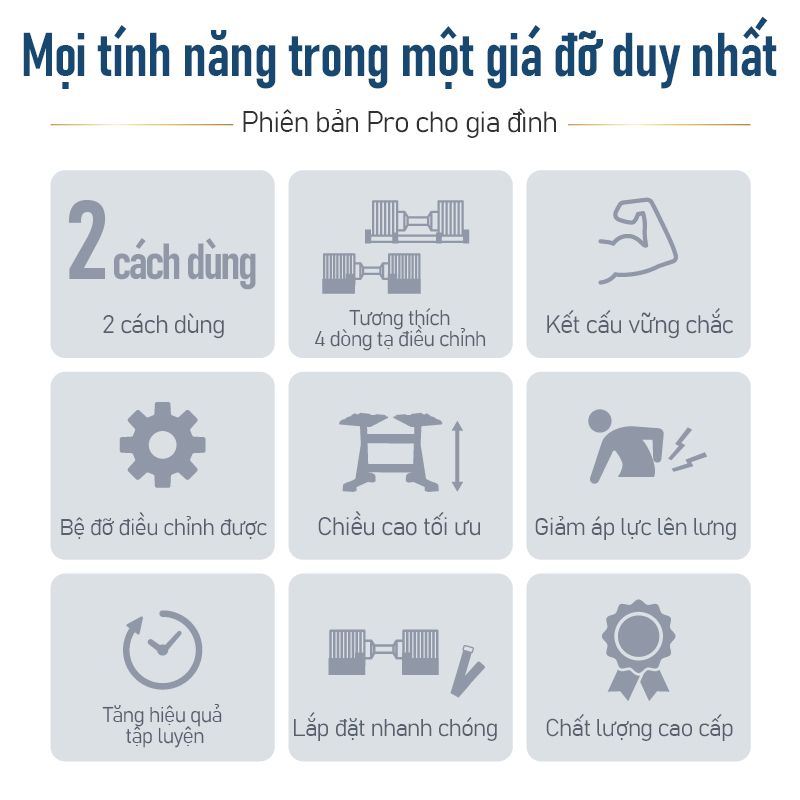 Giá Đỡ Tạ Đa Năng Lysin Thế Hệ Mới – Một Giá Đỡ Cho Nhiều Dòng Tạ Điều Chỉnh