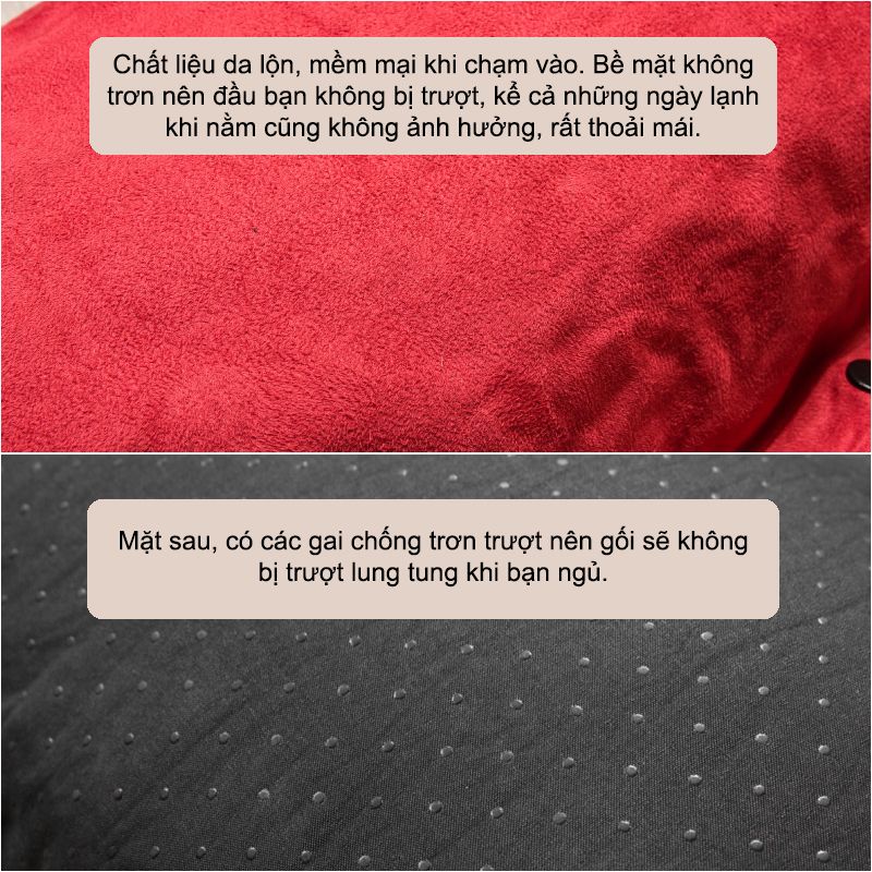 Gối ngủ dã ngoại - Da lộn - Tự bơm hơi