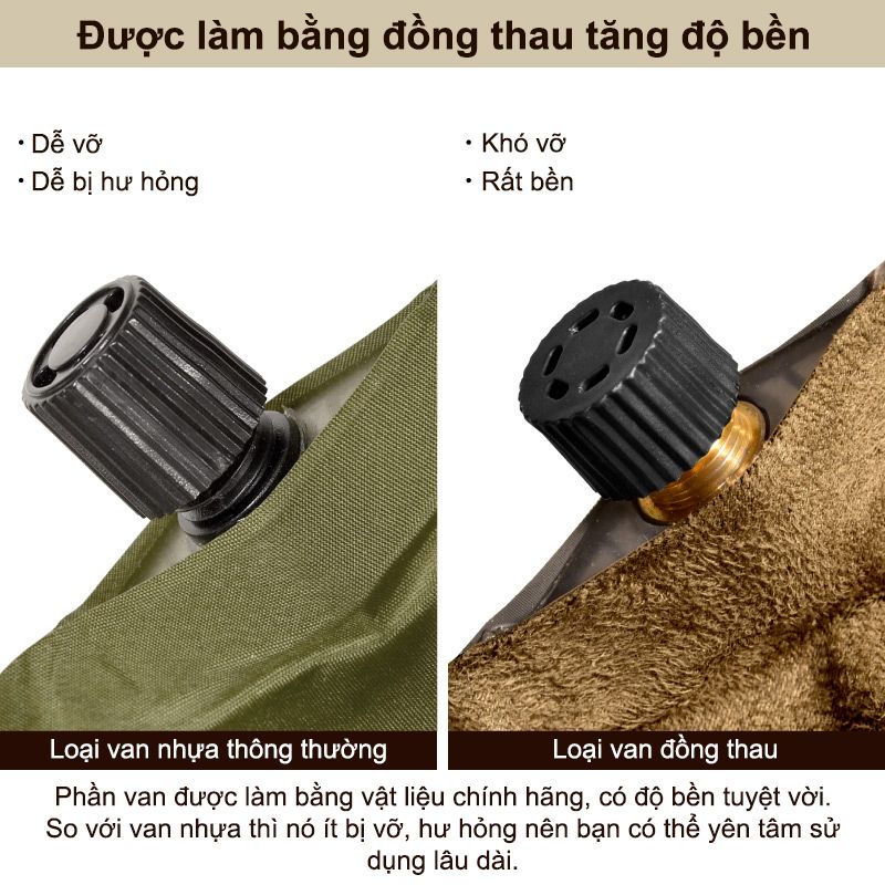 Gối ngủ dã ngoại - Da lộn - Tự bơm hơi
