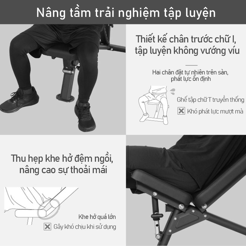 GHẾ TẬP GYM ĐIỀU CHỈNH ĐA NĂNG LYSIN – 18 MỨC ĐIỀU CHỈNH, KHUNG THÉP CHẮC CHẮN, PHÙ HỢP TẬP LUYỆN TẠI NHÀ