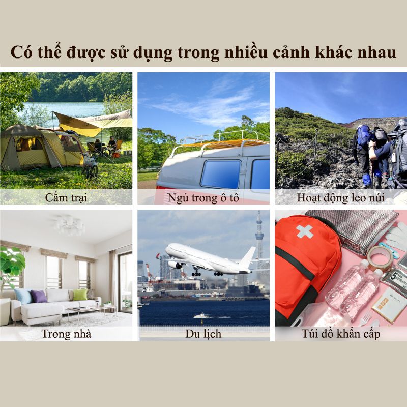 Gối ngủ dã ngoại - Da lộn - Tự bơm hơi