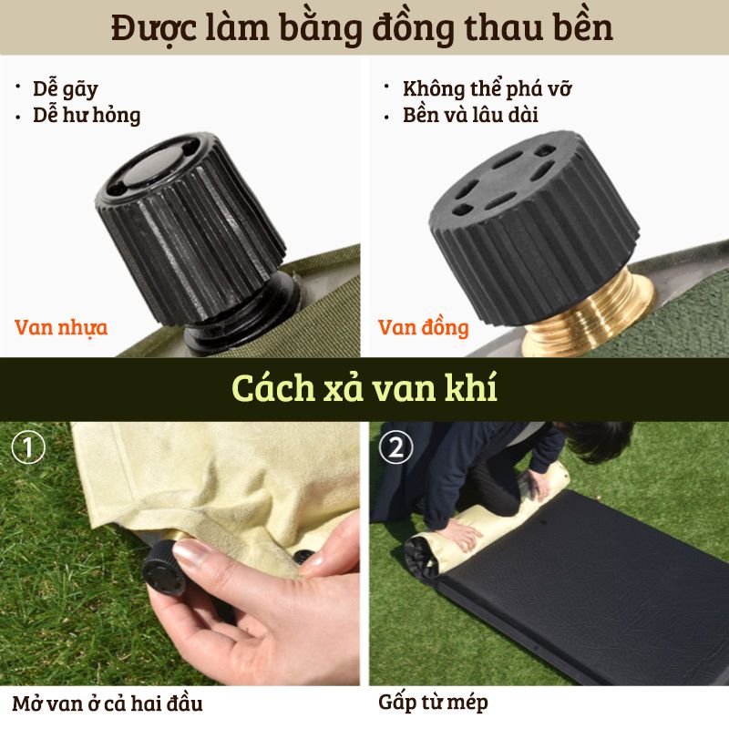 Đệm ngủ dã ngoại - PVC - Tự bơm hơi