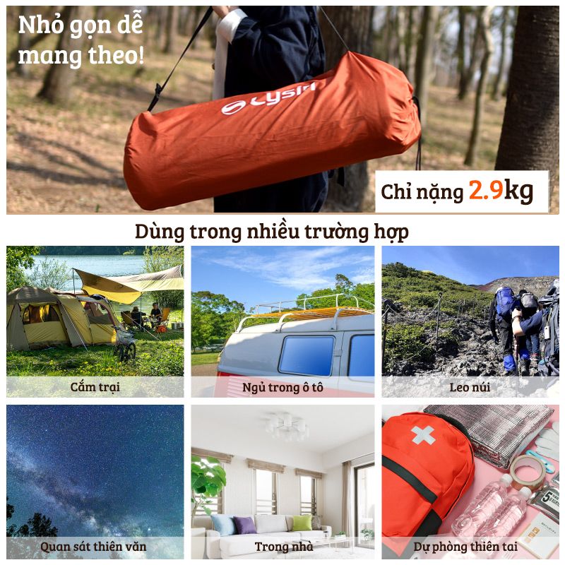 Đệm ngủ dã ngoại - PVC - Tự bơm hơi