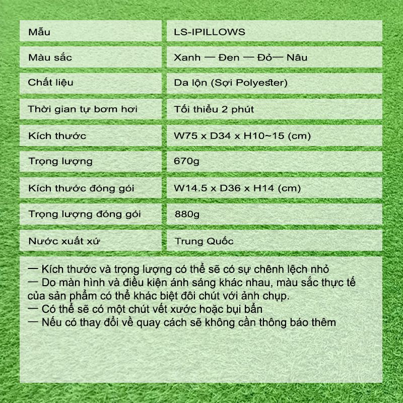 Gối ngủ dã ngoại - Da lộn - Tự bơm hơi