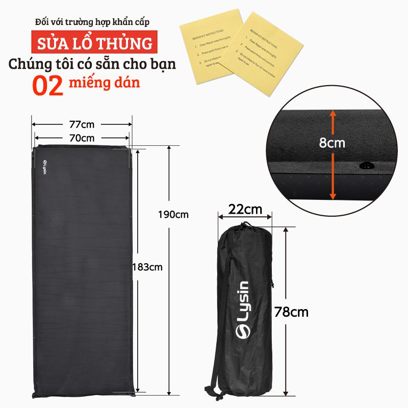 Đệm ngủ dã ngoại - PVC - Tự bơm hơi