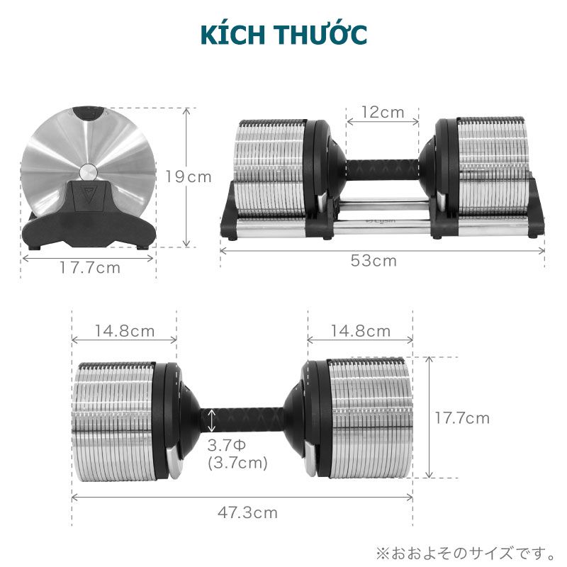 Tạ Tay Điều Chỉnh LYSIN 40kg – Mạ Crom Chống Gỉ, Tăng Giảm 1kg, Tay Cầm Cao Su Bảo Vệ Tay, Bền Bỉ Chuẩn Nhật