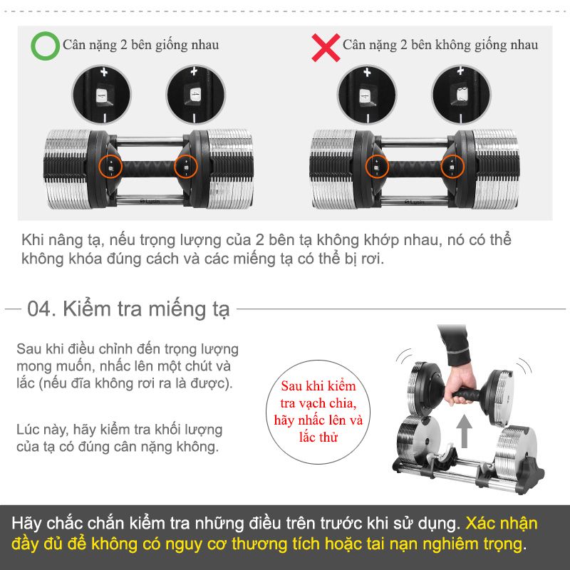 Tạ Tay Điều Chỉnh LYSIN 40kg – Mạ Crom Chống Gỉ, Tăng Giảm 1kg, Tay Cầm Cao Su Bảo Vệ Tay, Bền Bỉ Chuẩn Nhật