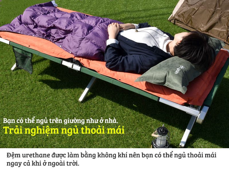 Đệm ngủ dã ngoại - Da lộn - Tự bơm hơi