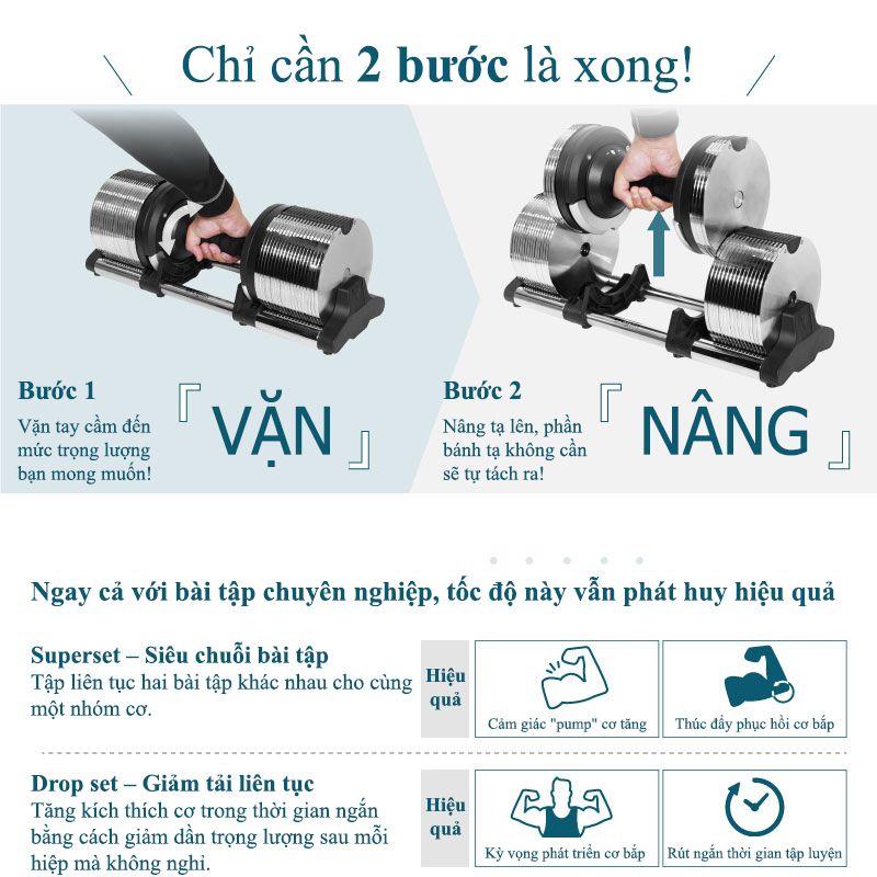 Tạ Tay Điều Chỉnh LYSIN 40kg – Mạ Crom Chống Gỉ, Tăng Giảm 1kg, Tay Cầm Cao Su Bảo Vệ Tay, Bền Bỉ Chuẩn Nhật
