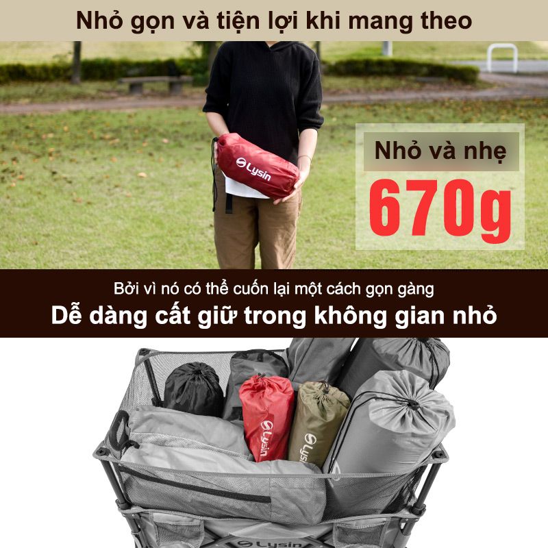 Gối ngủ dã ngoại - Da lộn - Tự bơm hơi
