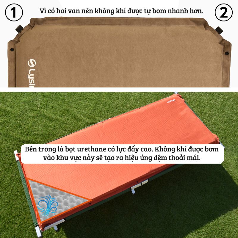 Đệm ngủ dã ngoại - PVC - Tự bơm hơi