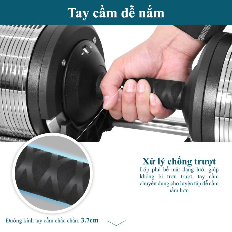 Tạ Tay Điều Chỉnh LYSIN 40kg – Mạ Crom Chống Gỉ, Tăng Giảm 1kg, Tay Cầm Cao Su Bảo Vệ Tay, Bền Bỉ Chuẩn Nhật