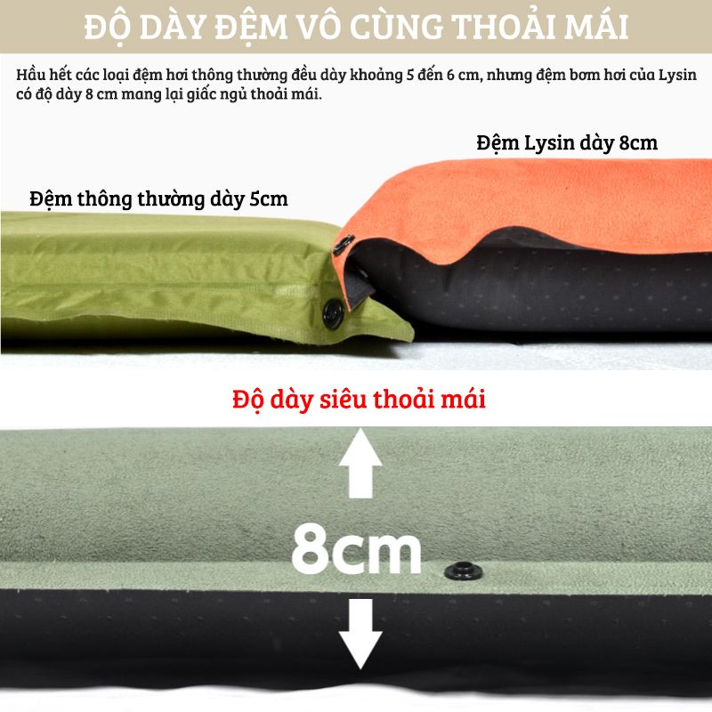 Đệm ngủ dã ngoại - PVC - Tự bơm hơi