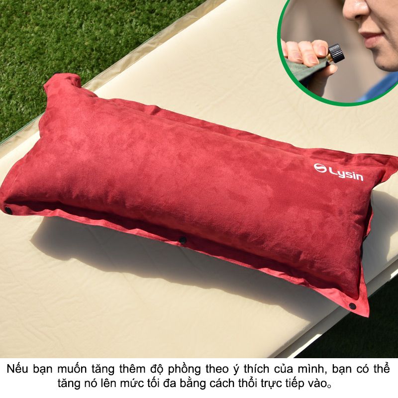 Gối ngủ dã ngoại - Da lộn - Tự bơm hơi