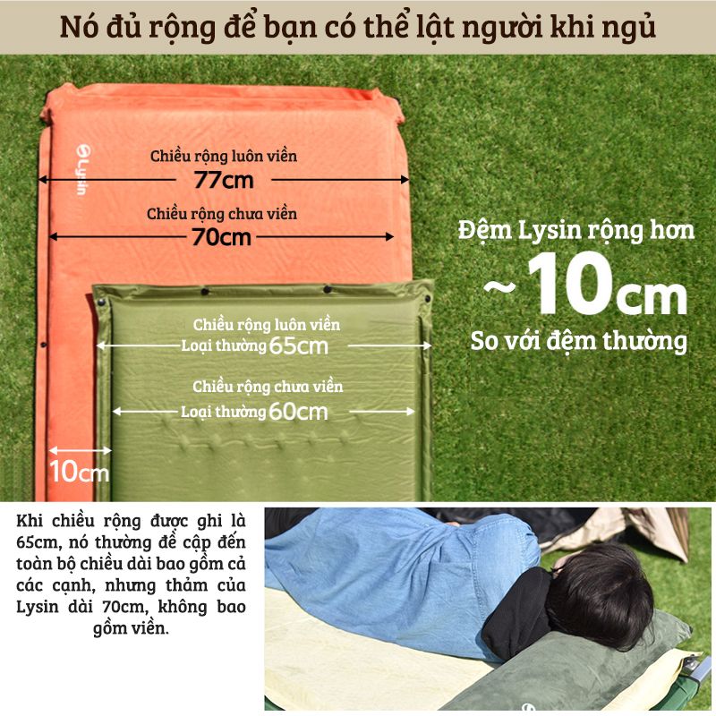 Đệm ngủ dã ngoại - PVC - Tự bơm hơi