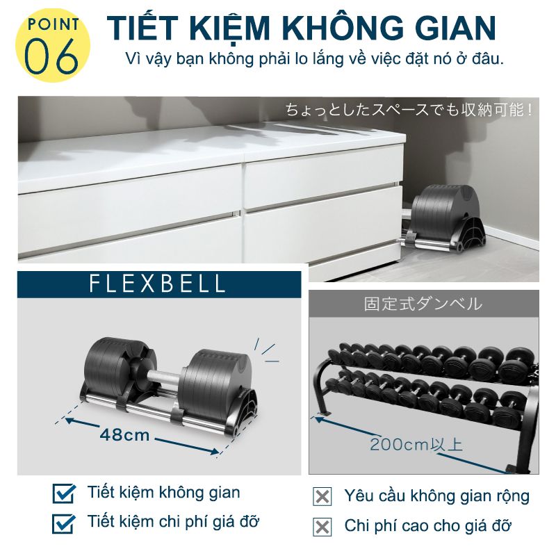 NUOBELL Flexbell - 01 quả tạ 32kg điều chỉnh trọng lượng tăng/giảm 2kg lớp sơn tĩnh điện chống gỉ