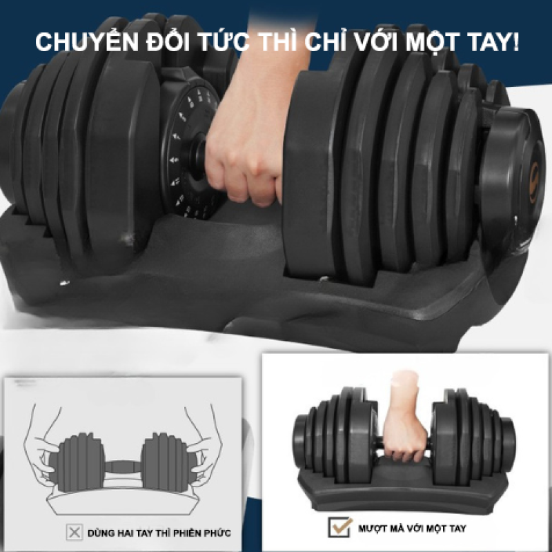 Tạ Đơn Điều Chỉnh Lysin Pumpking 24kg – Tạ Gym Đổi Trọng Lượng Nhanh Một Tay